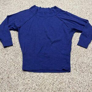 We the Free Palisades Off the Shoulder Sweater Top Sz XS Blue Casual Boho